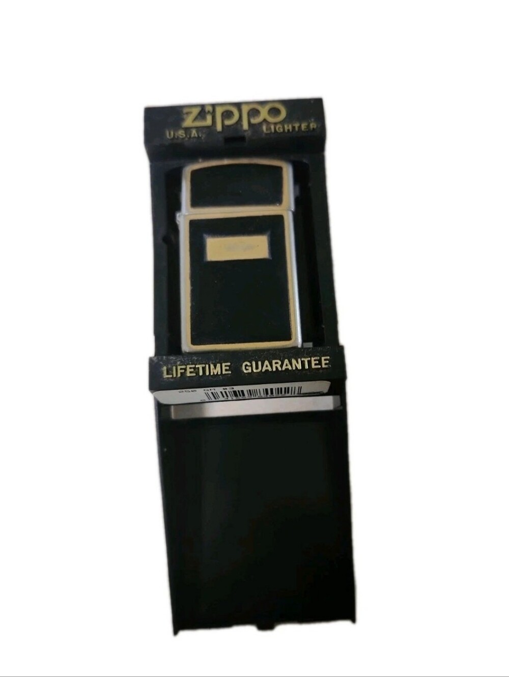 Vtg 1989 Black & Gold Plated Ultralite Slim Zippo Lighter Ultra Lite Orig Box